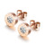 Numeral Cubic Zircon Stud Earrings Set, Stainless Steel Round Ear Pierced Earrings Jewelry for Women Girls Silver/Gold/Rose Gold,rose