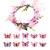 Butterfly Flower Crown for Women Girls Boho Fairy Flower Headband Crown Wedding Bridal Floral Headpiece Hair Wreath with Butterfly Hair Clips Pink