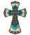 Old River Decorative Layered Teal Tuscan Wall Cross Scrolly Fleur De Lis
