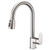 Kitchen Sink Faucet Brushed Nickel with Pull Out Sprayer Wenken Solid Brass Single Handle Pre-rinse Pull Down Kitchen Sink Faucet