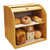 Goodpick Bamboo Bread Box - 2 Layer Large Capacity Bread Box - Countertop Bread Storage Bin - Rolltop Breadbox - Bread Boxes for Kitchen Counter Large Capacity Bread Keeper,14.2 x 14.2" x 10"
