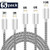 Sharllen iPhone Charger MFi Certified Lightning Cable [5Pack,3/3/6/6/10FT] Nylon Braided USB Charging & Syncing Cord iPhone Charger Compatible iPhone Xs/MAX/XR/X/8/8P/7/7P/6/iPad/iPod(Black&White)