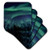 3dRose cst_61680_1 Northern Lights in Shade of Green Amongst a Dark Blue Night Sky-Soft Coasters, Set of 4