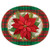 Poinsettia Plaid Holiday Oval Paper Plates, 8ct