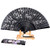 BABEYOND Japanese Floral Folding Hand Fan Vintage Handheld Folding Fan with Fan Stand Fabric Folding Fan for Wedding Dancing Party (Japanese Flower with Fan Stand-Black)