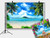 Fotupuul Summer Beach Ocean Backdrop Photo Tropical Beach Seaside Island Palm Trees Blue Sea Sky Sunshine Photography Background 7x5FT
