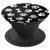 White Gray Marbled Look Dog Paw print bones On Black - PopSockets Grip and Stand for Phones and Tablets