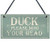 Meijiafei Duck Mind Your Head Friendship Home Gift Hanging Door Wall Plaque Notice Step Sign 10" X 5"
