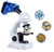 Kidcia Microscope for Kids Science Kit, Beginner's Microscope Kit Blue/White with LED 80X 200x and 450x Magnification Science Toy, Educational Toy Birthday Gift for Boys & Girls