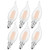 CRLight 6W LED Candelabra Bulb 2700K Warm White 60W Equivalent 600 Lumens, E12 Base Dimmable LED Chandelier Bulbs, Antique CA11 Frosted Glass Candle Flame Shape Bent Tip, Pack of 6