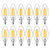 CRLight LED Candelabra Bulb 40W Equivalent 2700K Warm White, 4W Filament LED Chandelier Light Bulbs, E12 Base Vintage Edison B11 Clear Glass Candle Bulbs, Non-dimmable Version, 12 Pack