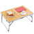 Foldable Laptop Table, Superjare Bed Desk, Breakfast Serving Bed Tray, Portable Mini Picnic Table & Ultra Lightweight, Folds in Half with Inner Storage Space - Bamboo Wood Grain