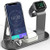 OLEBR Charging Stand Aluminum 4 in 1 Compatible for iWatch Series 4/3/2/1, AirPods and iPhone Xs/X Max/XR/X/8/8Plus/7/7 Plus /6S /6S Plus/iPad (Original iWatch Charger iRequired) -Space Grey