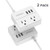 2 Pack Portable 2 Outlet Travel Power Strip with 3 USB Ports Desktop Charging Station 5 Ft Extension Cord,Cord,Compact for Cruise Ship,Nightstand-White