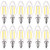 Luxrite 4W Vintage Candelabra LED Bulbs Dimmable, 400 Lumens, 5000K Bright White, E12 LED Bulb 40W Equivalent, Torpedo Tip Clear Glass, Edison Filament LED Candle Bulb, UL Listed (12 Pack)