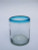 Mexican Blown Glass Tumblers Aqua Blue Rim (Set of 6)
