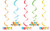 Creative Converting 5-Count Dizzy Danglers Hanging Birthday Stripes Streamers, Multicolored