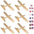 Guillows Balsa Wood Gliders Jetfire | Wooden Model Airplane Construction Kits | 12-Inch Customizable Unfinished Blank DIY Flying Toy Planes | 6-Pack with 15 Prismatic Patriotic Stickers from KYGON