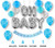 Baby Shower Decorations for Boy - OH Baby Letters Balloons, 6 Pompoms, It's a Boy Banner, Blue Balloons, Blue Silver and Grey Baby Shower Party Supplies