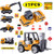 Jellydog Toy Construction Vehicles Toys ,16 Set Mini Construction Trucks,Cranes, Excavators, Bulldozers, Rollers, Cranes, Loaders, Dump Trucks with 10 Traffic Sign ,Road for Kids
