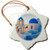 3dRose ORN_149764_1 Greece Santorini Church Domes Greek Architecture Snowflake Ornament, 3-Inch, Porcelain