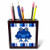 3dRose ph_24659_1 Cute Happy Purple Frog with Stripes-Tile Pen Holder, 5-Inch
