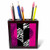 3dRose ph_35437_1 Pink Black and White Animal Print-Leopard and Zebra Heart-Tile Pen Holder, 5-Inch