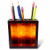 3dRose ph_111922_1 Deep Orange Starry Night Look-Tile Pen Holder, 5-Inch