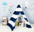 Steegic Foldable Cotton Canvas Indian Teepee Kid Play Tent for Children Playhouse-Blue and White Stripe