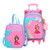 Adanina Princess Wind Girls Prints Students Rolling Backpack Elementary Middle Trolley School Bag Sets Wheeled Book Bag with Lunch Bag
