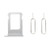 Sim Card Tray Holder + 2 Eject Pins for iPhone 8 Plus 5.5" Silver