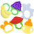 Nearbyme Baby Teething Toys, FDA Approved BPA-Free Soft Silicone Fruit Teether Set for Toddlers & Infants, 6 Pack
