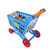 Kids Plastic Shopping Cart, Toddlers Pretend Play Supermarket Kids Market Stall Shop Shopping Cart with Fruit and Vegetables Groceries Playing House Learning Toys(Blue with Food)