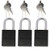 SEPOX Solid Aluminum Safety Padlock Keyed Alike 1-1/2" (38mm) Wide with 1.57''(40mm) Hardened Steel Tall Shackle Brass Cylinder Black, Pack of 3