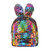 Magic Reversible Sequins School Backpack, Cute Rabbit Ears Dazzling Rainbow Schoolbag Shoulder Bag Satchel Travel Daypack for Women Girls