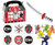 144 pc Ninja Warrior Kid's Party Favor Bundle Pack (12 Treat Boxes, 12 Inflatable Swords, 48 mini figures toys, 72 tattoos)