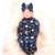 Newborn Swaddle Blanket Headband Set Shower Gift Dark Blue