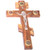 Olive Wood Patriarchal Three bar Crucifix with Holy Land Samples. (25cm or 10 inch) with Certificate - Lord Prayer Card