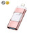 USB Flash Drive 128GB, USB 3.0 Memory Stick 128GB Data Storage External Flash Drive 3-in-1 Retractable Thumb Drives Jump Drives for iOS Phone/Android/PC (128GB Pink)