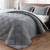 downluxe Lightweight Solid Comforter Set (King) with 2 Pillow Shams - 3-Piece Set - Charcol and Grey - Down Alternative Reversible Comforter