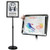 T-SIGN Adjustable Pedestal Poster Stand Aluminum Snap Open Frame for 11 x 17 Inch, Vertical and Horizontal View Sign Displayed, Black, Round Base