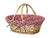 Vintiquewise(TM) Oval Willow Basket with Red White Plaid Lining and Handles