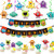Monster Bash Birthday Decoration Pack for Kids-Happy Birthday Banner Swirls Cupcake Toppers-Birthday Party Supplies for Kids Boys Girls Monster Bash Birthday Decoration Pack for Kids-Happy Birthday Banner Swirls Cupcake Toppers-Birthday Party Supplies for Kids Boys Girls