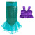 FEESHOW Toddler Girls Sequins Little Mermaid Tail Halloween Costumes Party Outfits Top with Skirt Purple Green 5-6