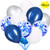 Silver and Blue Confetti Balloons 40 pcs, 12 inch White Pearl and Silver Metallic Party Balloons for Graduation Wedding Birthday Decorations