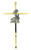 First Holy Communion Brass Wall Cross with Fine Pewter Girl Casting, 8 Inch