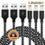 iPhone Charger, Neatlo MFi Certified Lightning Cable 3Pack 10FT Extra Long Nylon Braided USB Charging & Syncing Cord Compatible iPhone Xs/Max/XR/X/8/8Plus/7/7Plus/6S/6S Plus/SE/iPad-Black White