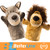 BETTERLINE Animal Hand Puppets Set of 2 Premium Quality, 9.5 Inches Soft Plush Hand Puppets for Kids- Perfect for Storytelling, Teaching, Preschool, Role-Play Toy Puppets (Lion and Wolf)