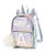 Justice Flip Sequin Mini Small Backpack Bleach White Unicorn Initial (Letter G)