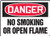 Accuform MSMK120VP Plastic Safety Sign, Legend"DANGER NO SMOKING OR OPEN FLAME", 7" Length x 10" Width x 0.055" Thickness, Red/Black on White